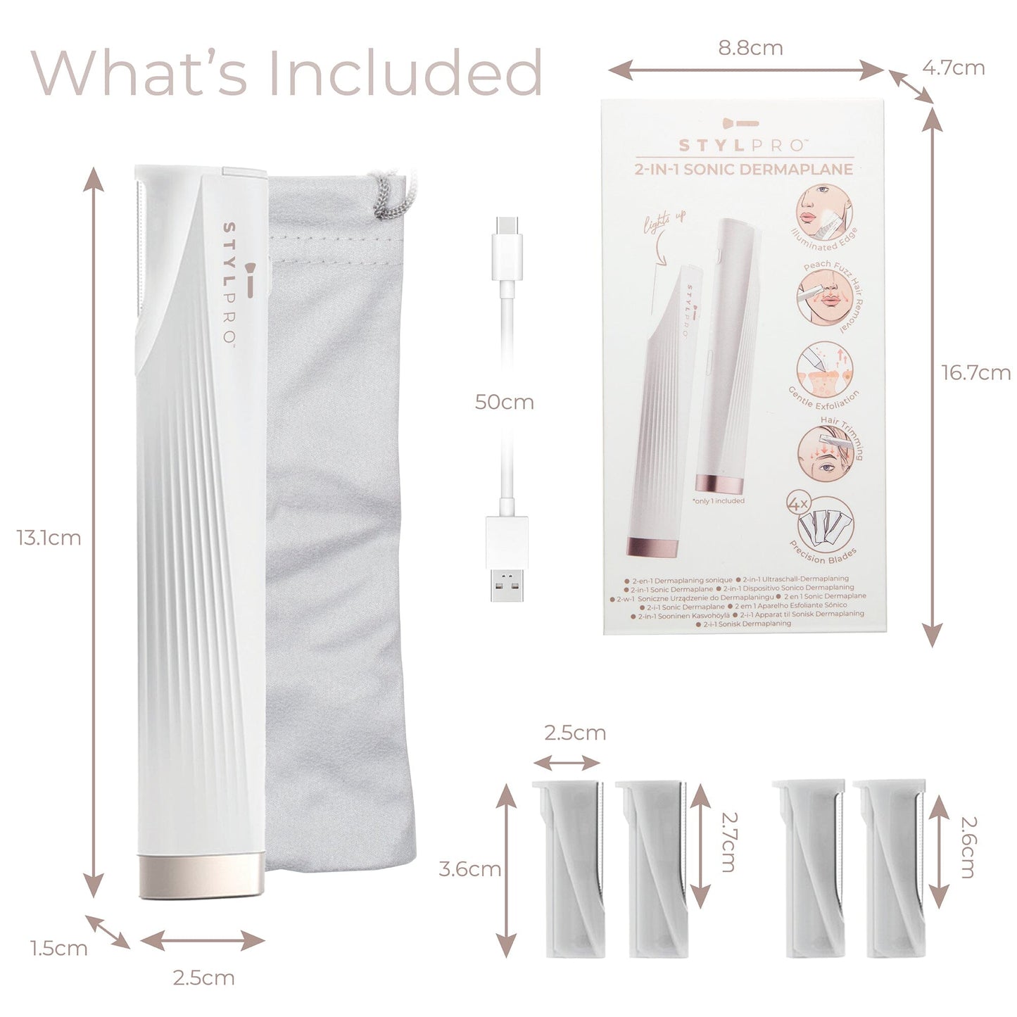 STYLPRO 2-in-1 Light Up Sonic Dermaplane & Trimmer